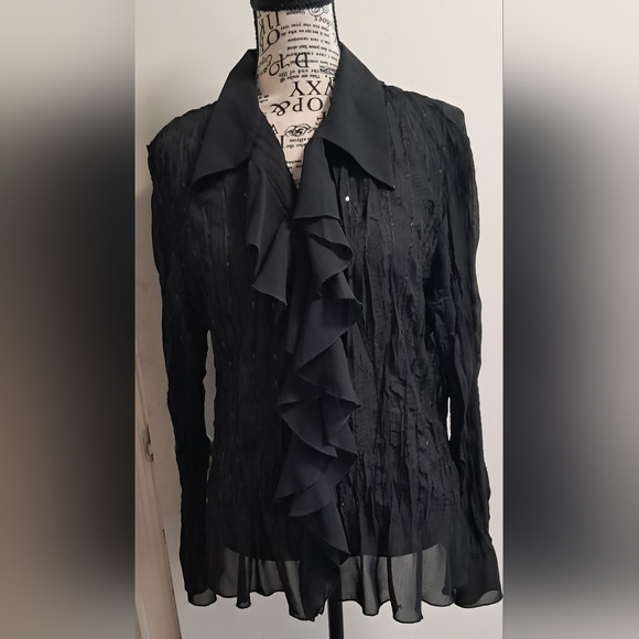 Notations black, ruffled top with sequins. - Picture 4 of 10